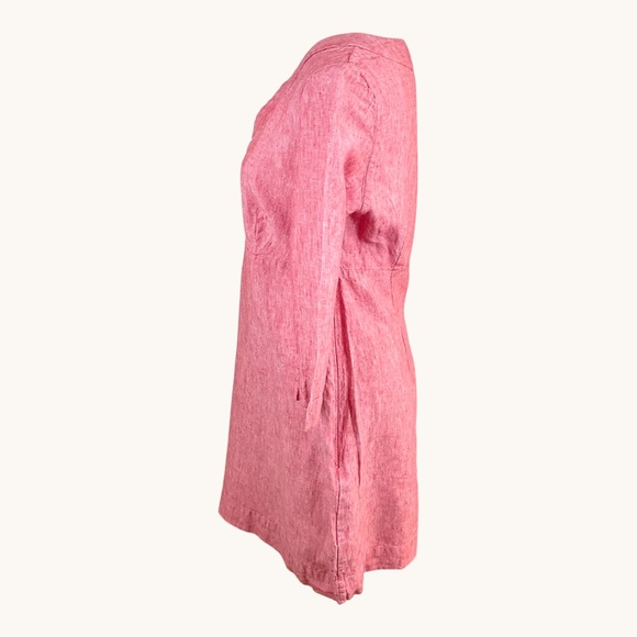 Boden Linen Dress V-Neck Red Orange (8) - Picture 2 of 7